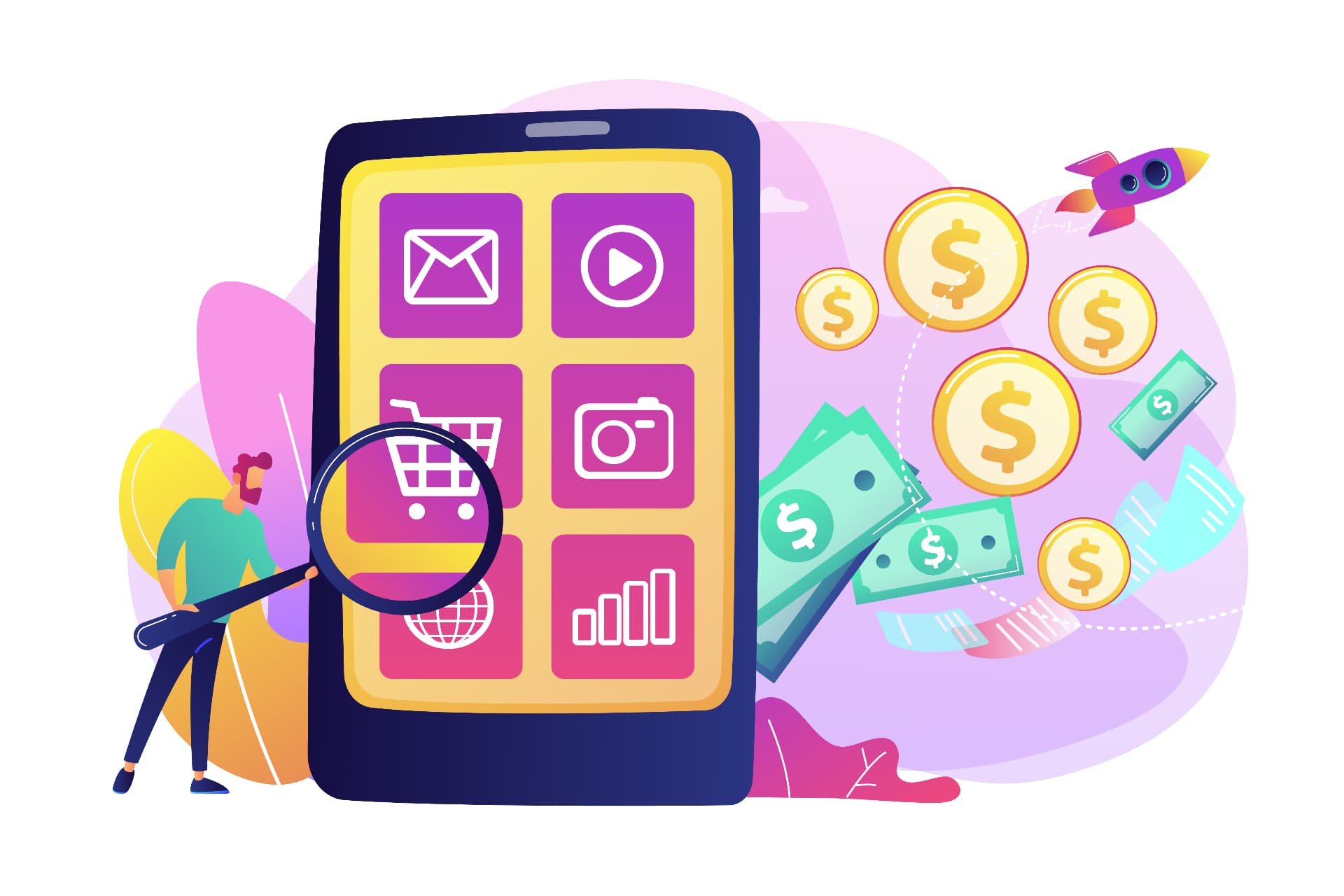 Smartphone met gratis apps om je uitgaven bij te houden